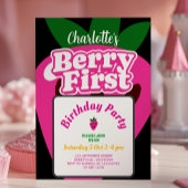Invitation Anniversaire premier de fraise rose