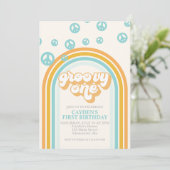 Invitation anniversaire premier Groovy One Retro B (Debout devant)