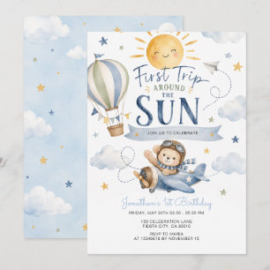 Invitation Anniversaire Premier Tour d'Avion Autour du Soleil