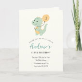 Invitation Anniversaire première année Minimaliste Dinosaure  (Devant)