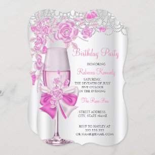 Invitation Anniversaire Pretty Rose Champagne