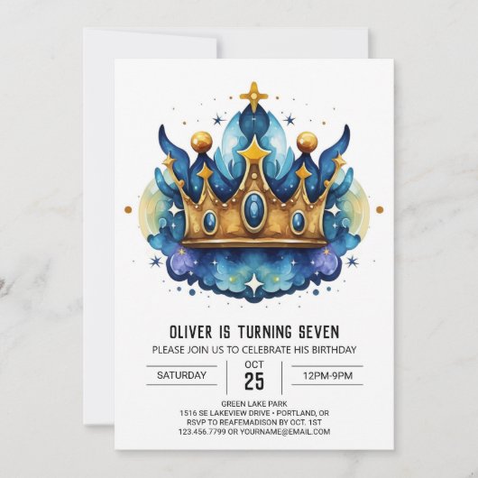Invitation Anniversaire Prince Héritier moderne imprimable (Devant)