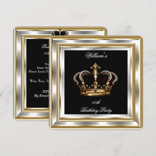 Invitation Anniversaire Prince Roi 2 Or Noir Argent Hommes