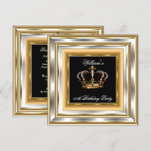 Invitation Anniversaire Prince Roi Noir Or Argent Hommes 3