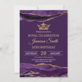 Invitation Anniversaire Prince Royal Violet Or (Devant)