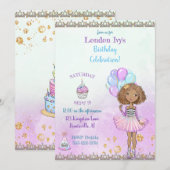 Invitation Anniversaire Princesse Africaine Américaine Lavand (Devant / Derrière)