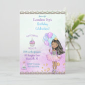 Invitation Anniversaire Princesse Africaine Américaine Lavand (Debout devant)