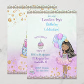 Invitation Anniversaire Princesse Africaine Américaine Lavand (Devant / Derrière)