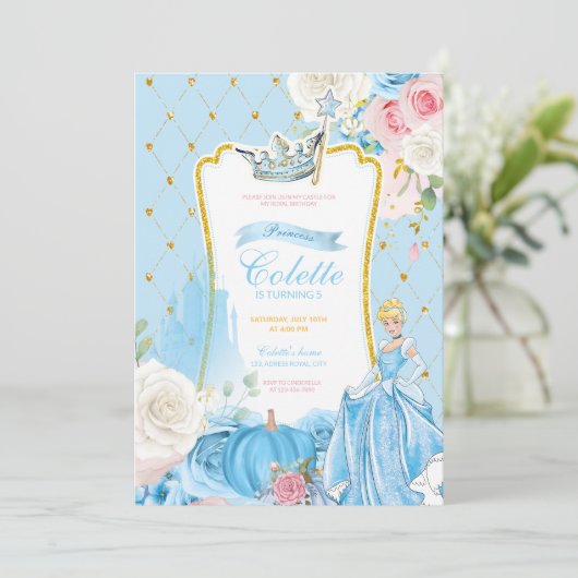 Invitation anniversaire princesse cendrillon (Debout devant)