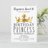 Invitation Anniversaire Princesse Gold Crown Tiara Sweet 16 P (Debout devant)