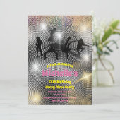 Invitation Anniversaire psychédélique disco fou (Debout devant)