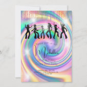 Invitation Anniversaire psychédélique holographique disco fou (Devant)