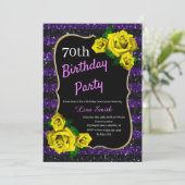 Invitation Anniversaire Purple Black Stripes Parties scintill (Debout devant)