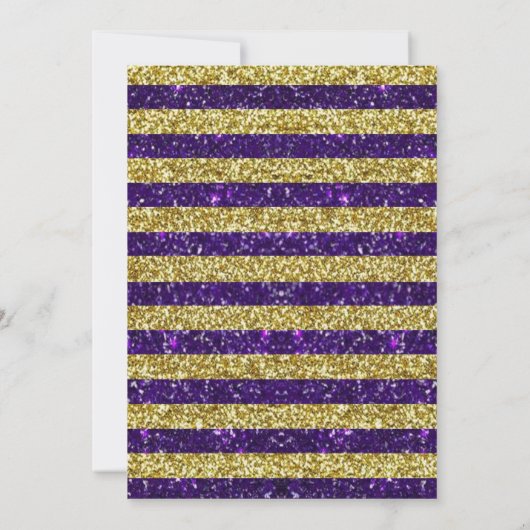 Invitation Anniversaire Purple Gold Stripes Parties scintilla (Dos)