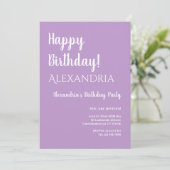 Invitation Anniversaire Purple Lilac Typographie Joyeux Anniv (Debout devant)