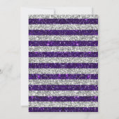 Invitation Anniversaire Purple Silver Stripes Parties scintil (Dos)