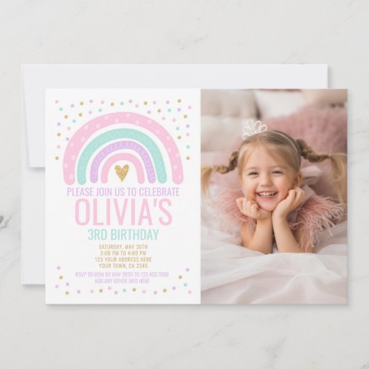 Invitation Anniversaire Rainbow moderne (Devant)
