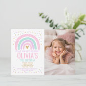 Invitation Anniversaire Rainbow moderne (Debout devant)