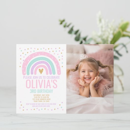 Invitation Anniversaire Rainbow moderne (Debout devant)