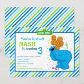 Invitation Anniversaire rayé du monstre de cookies (Devant / Derrière)