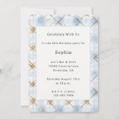 Invitation Anniversaire Rayures Bleu Blanc Or   (Devant)