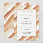 Invitation Anniversaire Rayures Latte Citrouille (Devant / Derrière)