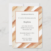 Invitation Anniversaire Rayures Latte Citrouille (Devant)