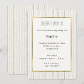 Invitation Anniversaire Rayures Rose Vert Blush (Devant / Derrière)