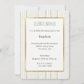 Invitation Anniversaire Rayures Rose Vert Blush (Devant)