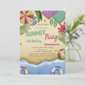 Invitation Anniversaire Relax Plage Aquarelle (Debout devant)