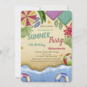 Invitation Anniversaire Relax Plage Aquarelle (Devant)