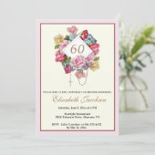 Invitation Anniversaire religieux Rosaire catholique Floral (Debout devant)
