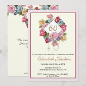 Invitation Anniversaire religieux Rosaire catholique Floral (Devant / Derrière)