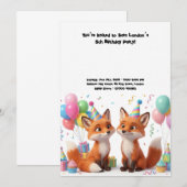 Invitation Anniversaire Renard Adorable (Devant / Derrière)