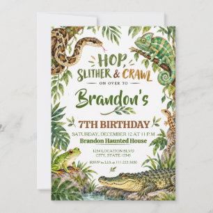 Invitation Anniversaire Reptile Jungle Aquarelle
