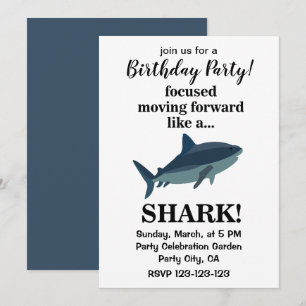 Invitation Anniversaire Requin Concentré En Avant Comme Un Re