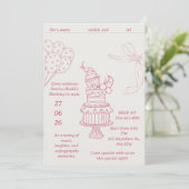 Invitation Anniversaire Rétro 16 Ans Ruban Rose (Debout devant)