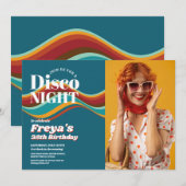 Invitation Anniversaire rétro 60s les années 70 80s Disco Pho (Devant / Derrière)