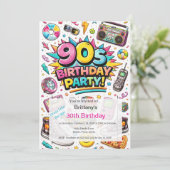 Invitation Anniversaire rétro 90 moderne 30 ans (Debout devant)