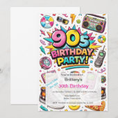 Invitation Anniversaire rétro 90 moderne 30 ans (Devant / Derrière)