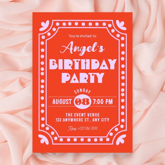 Invitation Anniversaire rétro amusant