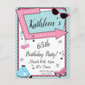 Invitation anniversaire rétro années 50 tout âge (Devant)