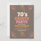 Invitation Anniversaire Rétro Daisy Doodle Groovy (Devant)
