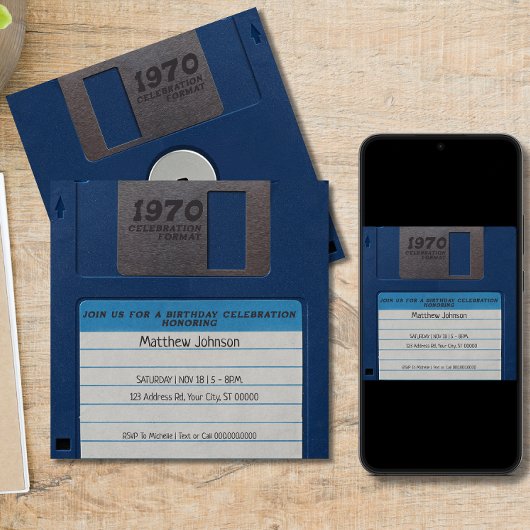 Invitation Anniversaire Rétro, Disquette