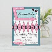 Invitation Anniversaire rétro n'importe quel âge, années 1950 (Debout devant)