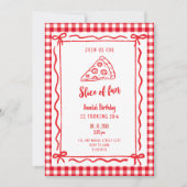 Invitation anniversaire rétro pizza tranche de pla (Devant)