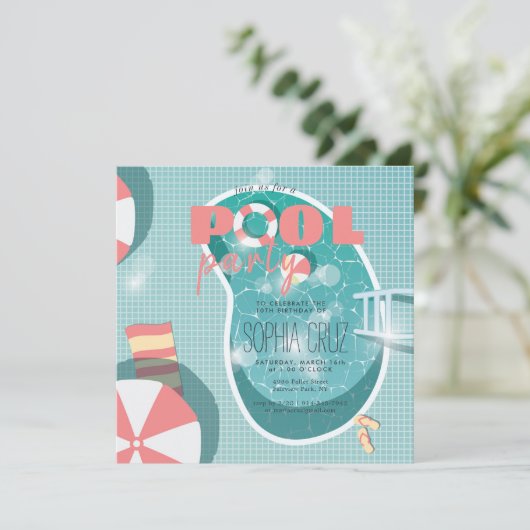 Invitation Anniversaire Retro Pool (Debout devant)