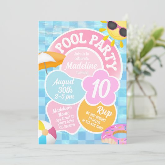 Invitation Anniversaire Retro Pool (Debout devant)