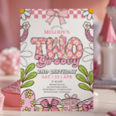 Invitation anniversaire rétro rose pour les 2 ans 