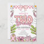 Invitation anniversaire rétro rose pour les 2 ans  (Devant)